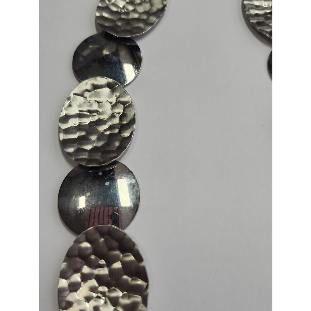 Milor Italy Stainless Steel Hammered Disc Statement Necklace - Picture 3 of 5